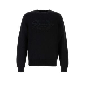 GIVENCHY Embroidered Logo Crewneck Sweater Men BLACK Sweaters & Cardigans